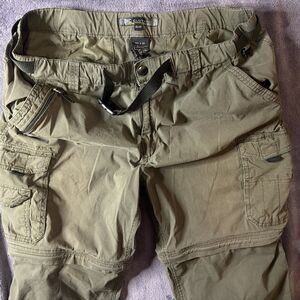 BC Clothing Convertible Cargo Pants Mens Large olive Nylon ZipOff Hiking XXL L32